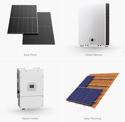 완전 하이브리드 태양광 에너지 시스템 3단계 3KW -30KW 온 오프 그리드 하이브리드 태양광 패널 전력 시스템