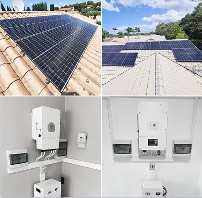 완전 하이브리드 태양광 에너지 시스템 3단계 3KW -30KW 온 오프 그리드 하이브리드 태양광 패널 전력 시스템