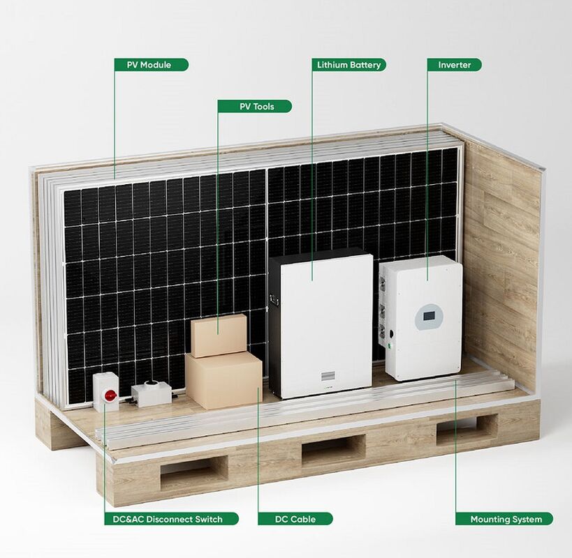 완전 하이브리드 태양광 에너지 시스템 3단계 3KW -30KW 온 오프 그리드 하이브리드 태양광 패널 전력 시스템